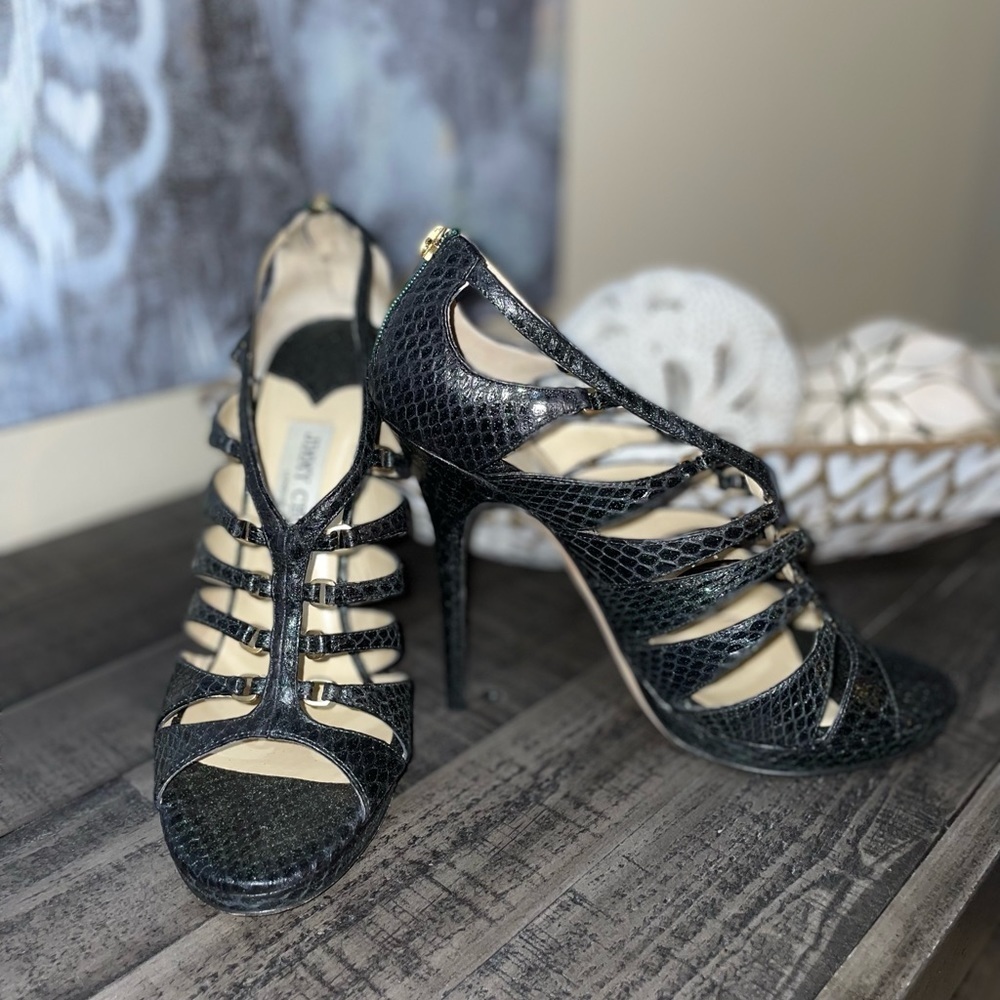 Jimmy Choo Beautiful Emerald Green Python Shoes S… - image 1